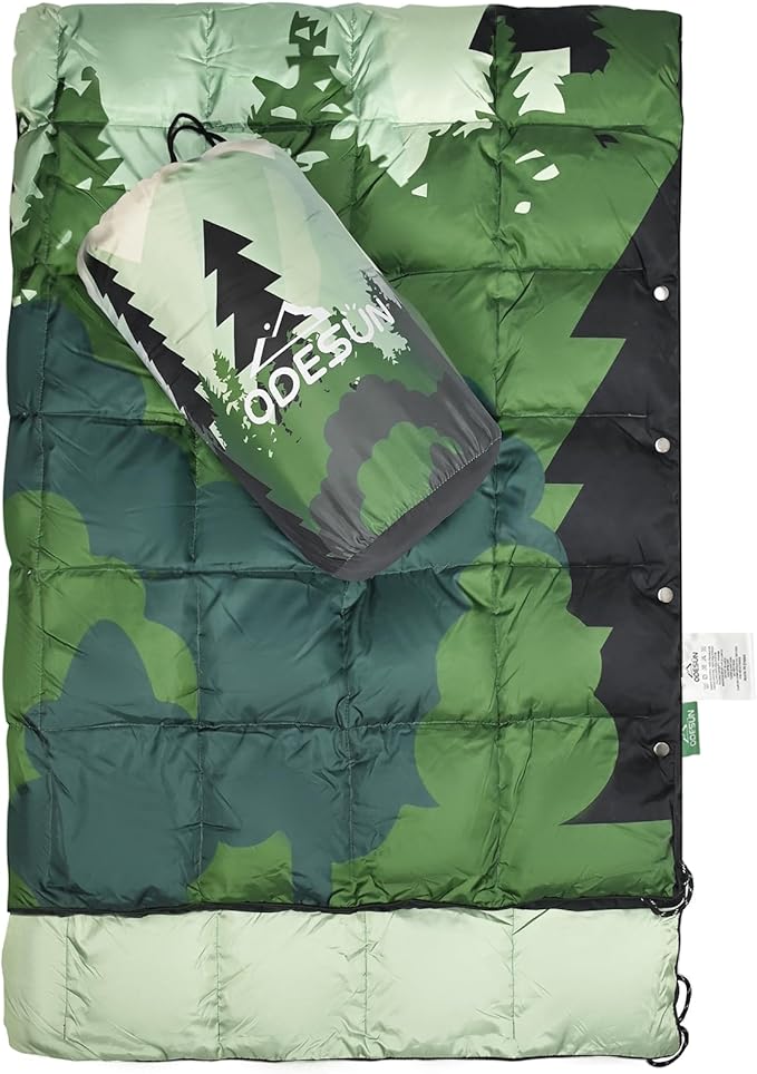 Down Camping Blanket Packable Outdoor Down Camping Blankets for Cold Weather Large Waterproof Puffy Blanket Lightweight Warm Down Camping Quilt - 78" x 55"