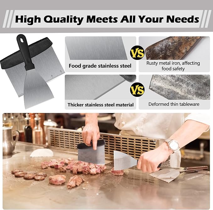 Griddle Accessories Kit for Blackstone and Camp Chef,Extra Thickened Stainless Steel Grill Accessories Set，Grill Tools Set with Enlarged Grill Spatula, Griddle Cover Salt and Pepper Shakers (23PCS)