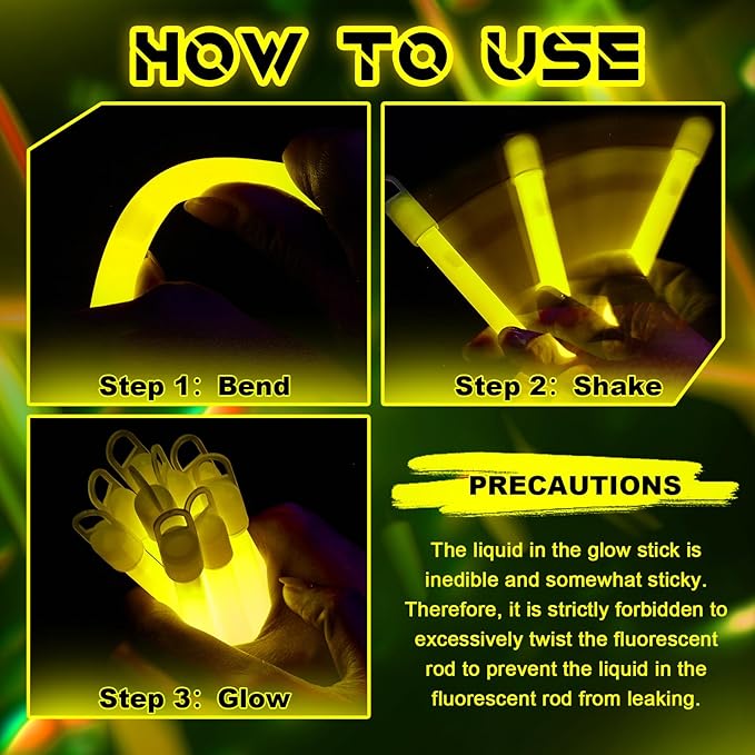 Lewtemi 4" or 6" 100 Pack Bright Glow Sticks Bulk, Glow in The Dark Party Supplies Birthday and Holidays Party Favors