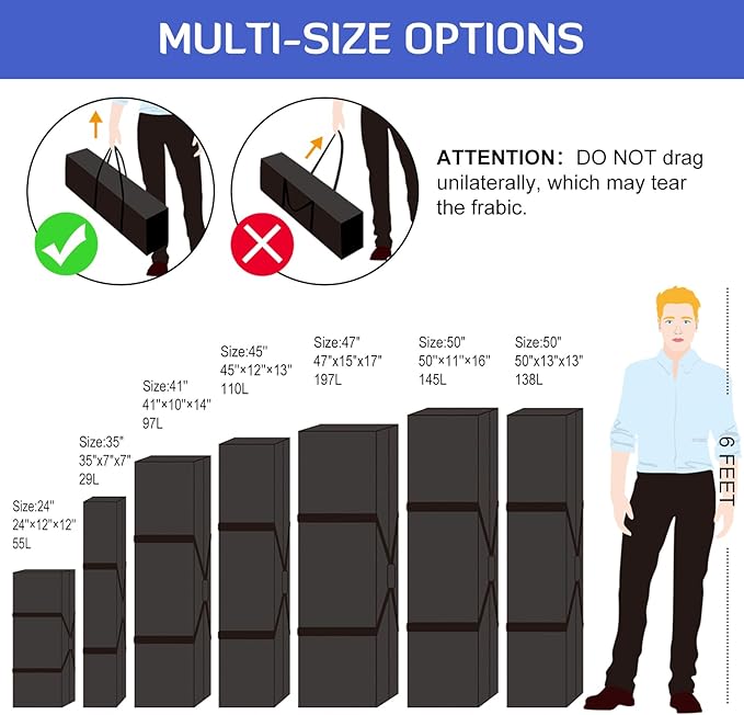 INFANZIA 35 inch Duffel Travel Sports Equipment Bag, Long Luggage Bag with Upgrade Zipper Water Resistant, Extra Large Foldable Storage Bag for Camping, Tent, Tripod, Fishing