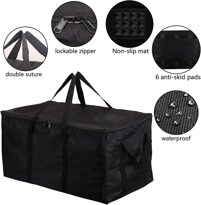 Travel Duffle Bag,140L Foldable Heavy Duty Overnight Bag, For Spirit Airlines, RicoRich Larger Size Carry on Luggage Sport Duffle for Weekender/Vacation/Camping/Beach/Tent(Black)