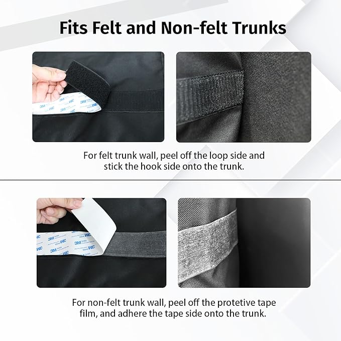 Deluxe Trunk Organizer for Car Small SUV, Backseat Hanging Trunk Organizer, Waterproof Collapsible Car Storage Bag with 6 Pockets, Reinforced No-Sag Design