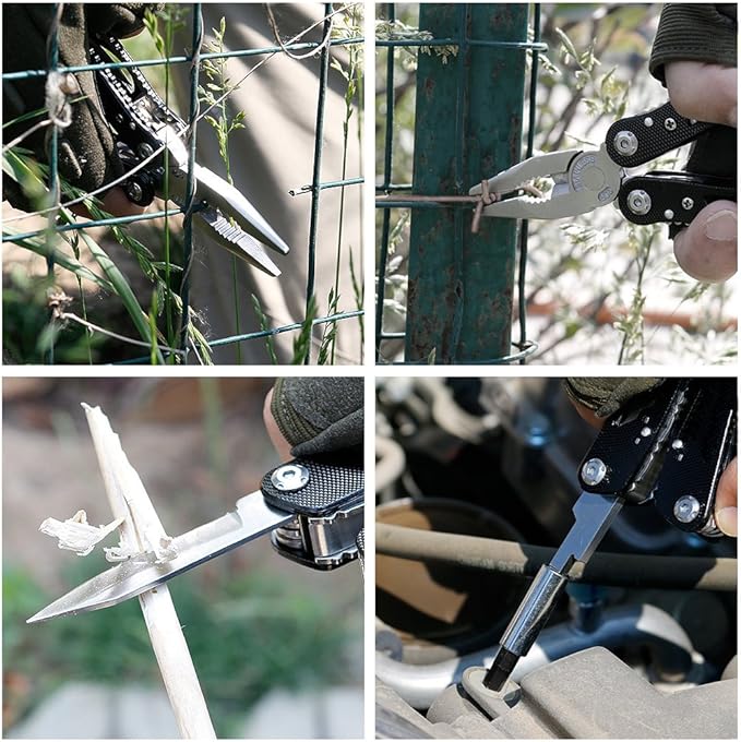 Poeland Multitool Pliers Set Stainless Steel Screwdriver Tool with 11 Screwdriver Bits Black