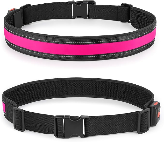 Illumifun LED Running Belt - USB Rechargeable Light Up Sash, High-Visibility Elastic Waistband Light for Running Cycling Hiking Camping Nighttime Activities