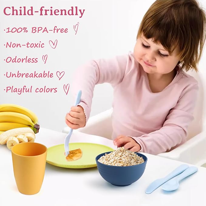 Homienly Wheat Straw Small Plates, Dessert Plates Set of 8, Wheat Straw Appetizer Plate for Snack, Side Dish, Unbreakable Microwave and Dishwasher Safe Mini Plate Set (5.7 inch, Memphis)