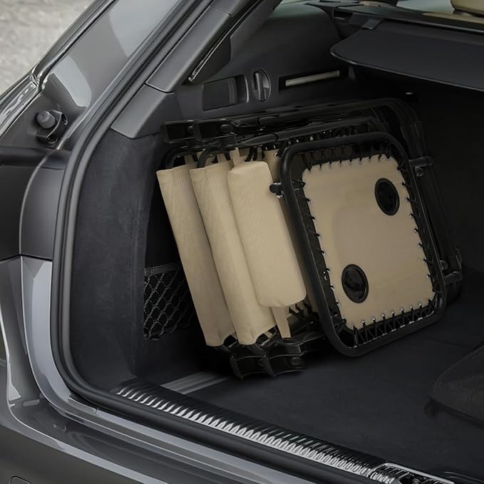 MoNiBloom 3 Pieces Cozy Lounge Chairs Table Set for Outside, Adjustable Folding Zero Gravity Recliners for Patio Beach Pool Yard Camping, 330lbs Capacity - Cream