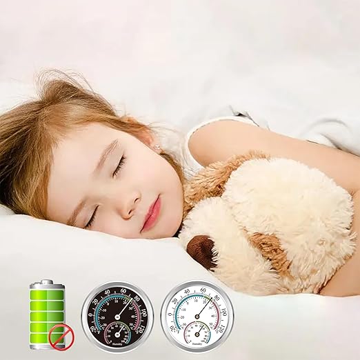 Indoor Thermometer Hygrometer Mini Analog 2 in 1 Temperature Humidity Outdoor Monitor Gauge for Home, Offices, Wall, Display Mechanical (2 Pack)