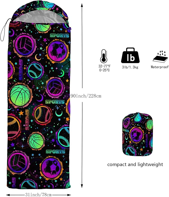 Sea Turtle Sleeping Bag for Kids Boys Girls,Ocean Themed Camping Gear,Waterproof Compact Sleeping Bag for Camping Backpacking Outdoor Hiking.