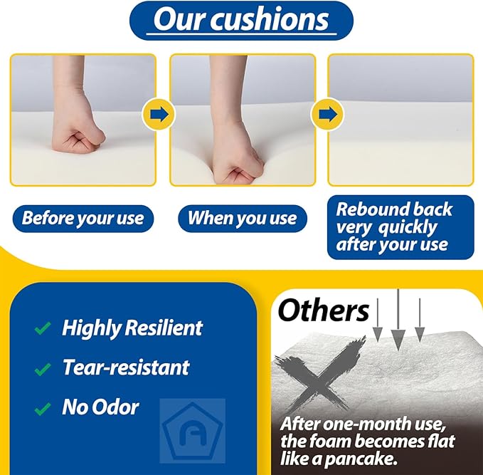 AAAAAcessories Outdoor Seat Cushions for Chairs, Waterproof, Fade-Resistant Patio Furniture Replacement Cushions, 18.5" x 16" x 3", Set of 4, Khaki Beige