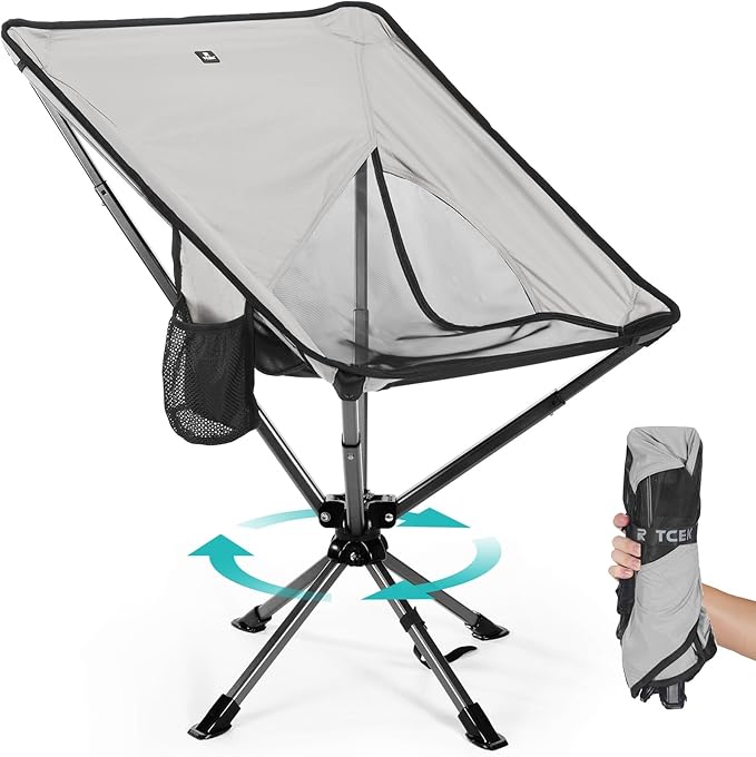 Swivel Portable Chair - Small Compact Collapsible Folding Chairs for Adults, Setup in 8 Seconds, Lightweight Outdoor Backpack Chair for Camping, Travel, Hiking, Beach, Support 300 LBS