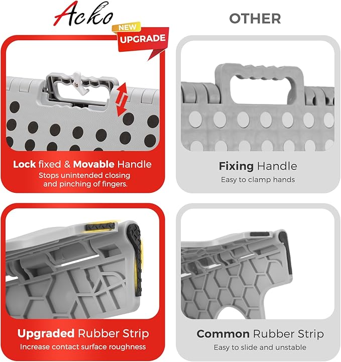 ACKO Folding Step Stool Foldable 17.5 Inch 400 lbs Capacity, Plastic Stools for Adults and Kids, Collapsible Stools for Kitchen, Stepping Stool with Handle(Grey)