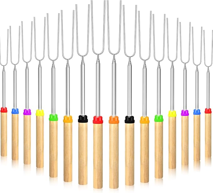 40 Pack 32 Inch Marshmallow Roasting Sticks Bulk, Smores Skewers for Fire Pit Kit, Hot Dog Camping Skewers Accessories Campfire Marshmellow Extendable Forks Bbq Tools Smores Sticks