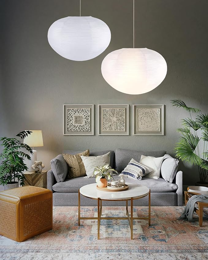 White Rice Paper Lanterns, 20.87" Large Hanging Paper Lantern Lamp, Chinese/Japanese Paper Lantern Pendant Light for Home Decor Ceiling Lampshade(1 Pack)