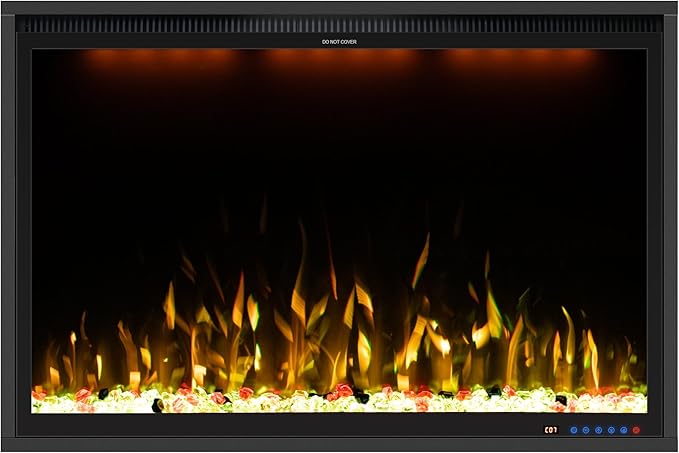 Benrocks 40'' WiFi- Enabled Electric Fireplace Inserts - Alexa & App Control, Slim Recessed & Wall Mounted, 13 * 13 * 3 Flame Color Combinations, 750W/1500W, Black