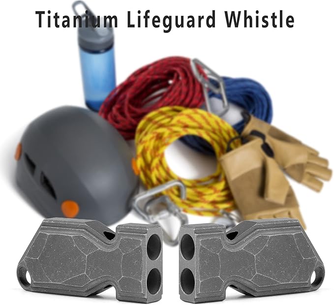 TISUR Titanium Emergency Whistle,EDC Safety Whistles Necklace Loud up to 120db,Survival Whistles for Survival,Hiking,Camping,Pets Training