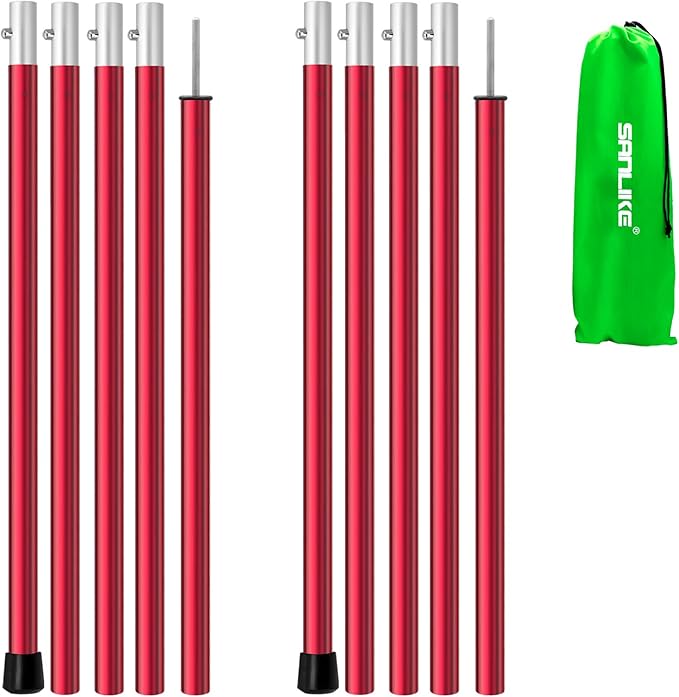 SAN LIKE Aluminum Tent Poles for Tarp - 75inch Adjustable Collapsible Poles for Awnings, Canopy, Rain Fly, Shelter - 2 Sets (5 Sections)