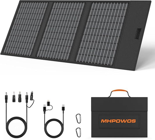 45W Portable Solar Panel Charger with USB-C, USB-A and DC Outputs 18V Foldable IP67 Waterproof Solar Panels with an Adjustable Kickstand, Mini Charger for Phones, Power Bank, Camping, Hiking, Outdoor