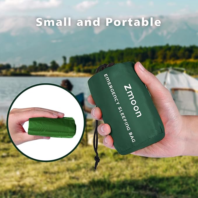 Zmoon Emergency Sleeping Bag Survival Bag, Portable Waterproof Thermal Bivy Sacks,Bivvy Bags,Camping Mylar Sleeping Bag Survival Gear Emergency Blankets Survival Shelter