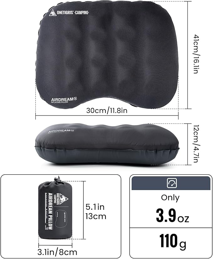 OneTigris Airdream Camping Pillow Ultralight Inflatable Compact for Travel Backpacking Hiking