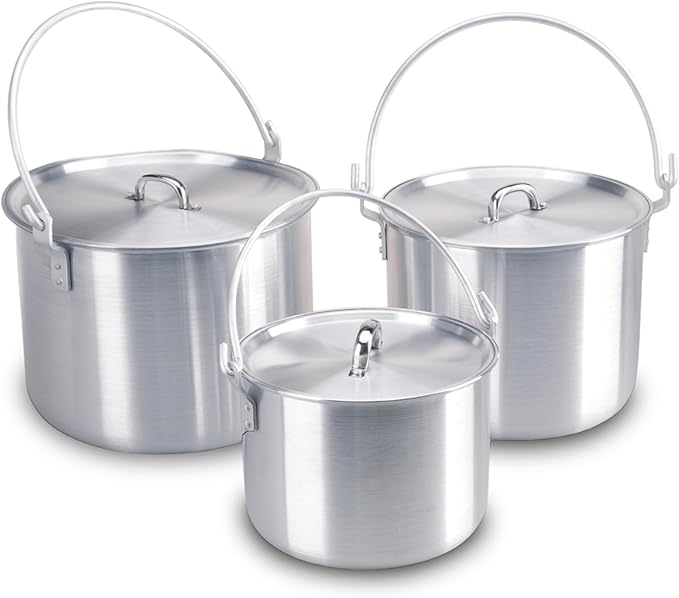 AceCamp Nested Pot Aluminum Lightweight Cooking Pot Set Outdoor Large Stock with lid and folding handle - 4L,8L,12L