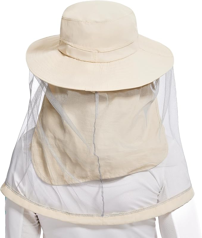 BASSDASH UPF 50+ Mosquito Net Hat with Stowable Neck Flap for Men Women Outdoor Fishing Hiking Camping Gardening FH17
