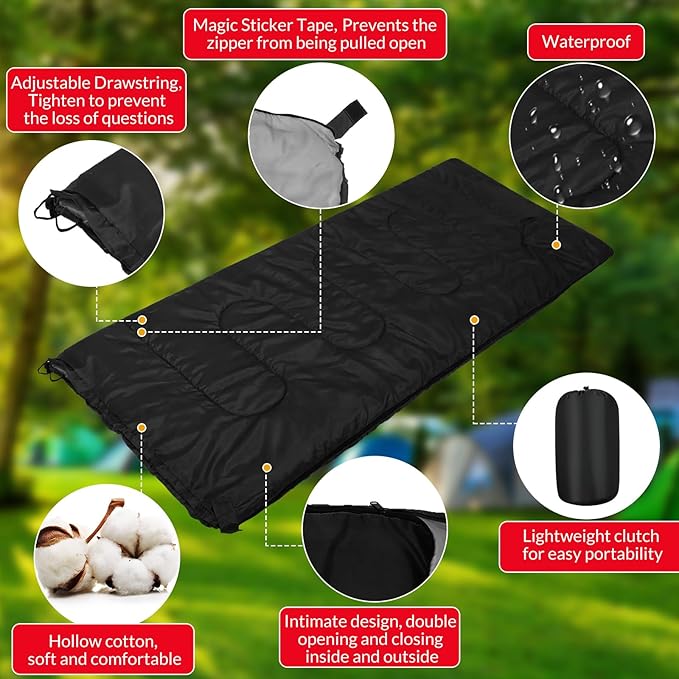 Macarrie 12 Pack Camping Sleeping Bags for Adults Bulk Cold Weather Kids Sleeping Bag for Homeless Lightweight Waterproof Compression Sack for Backpacking Traveling Hiking Outdoor