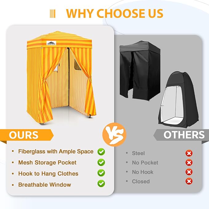 EAGLE PEAK Flex Ultra Compact 4x4 Pop-up Canopy, Sun Shelter, Changing Room, Portable Privacy Canopy Cabana for Pool, Fashion Photoshoots, or Camping, Yellow/Orange