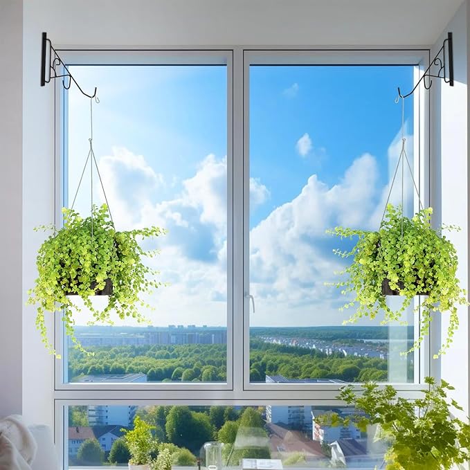 4 Pack 10 Inch Plant Hanger, Hand-Forged Outdoor Wall Plant Hooks, Indoor Hanging Plant Bracket for Flower Basket, Lantern, Bird Feeder, Wind Chime, Doorplate, Fence