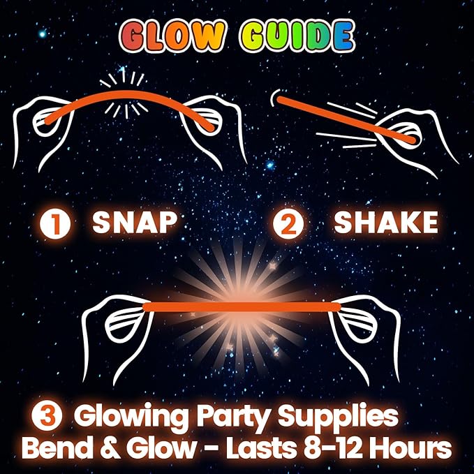 3 otters 100PCS Glow Sticks, 8 Inch Glow in the Dark Party Favors Halloween Party Supplies Light Up Sticks for Kids Adults Birthday Decorations