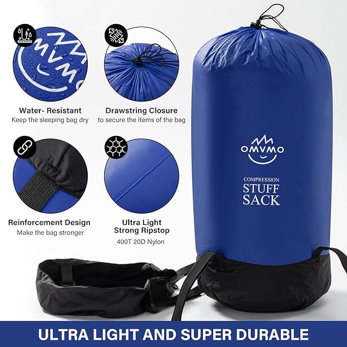 Compression Sack, 12L/19L/32L/46L/53L Water-Resistant Sleeping Bag Stuff Sack,Anti-Tear Ultra Light 400T 20D Nylon Storage Bag,Space Saving Gear for Camping Hiking Travel 1Pcs