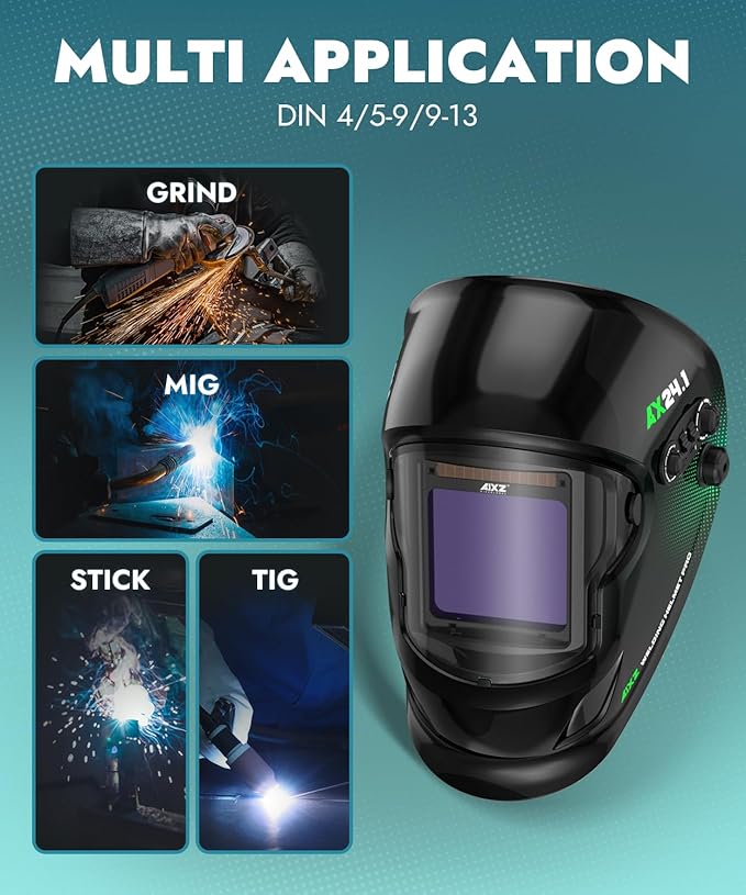 Welding Helmet True Color,Large Viewing Screen Auto Darkening Welding Hood with 4 Arc Sensor Shade 4-5/5-9/9-13 for MIG TIG MMA GRINDING Welder Helmet