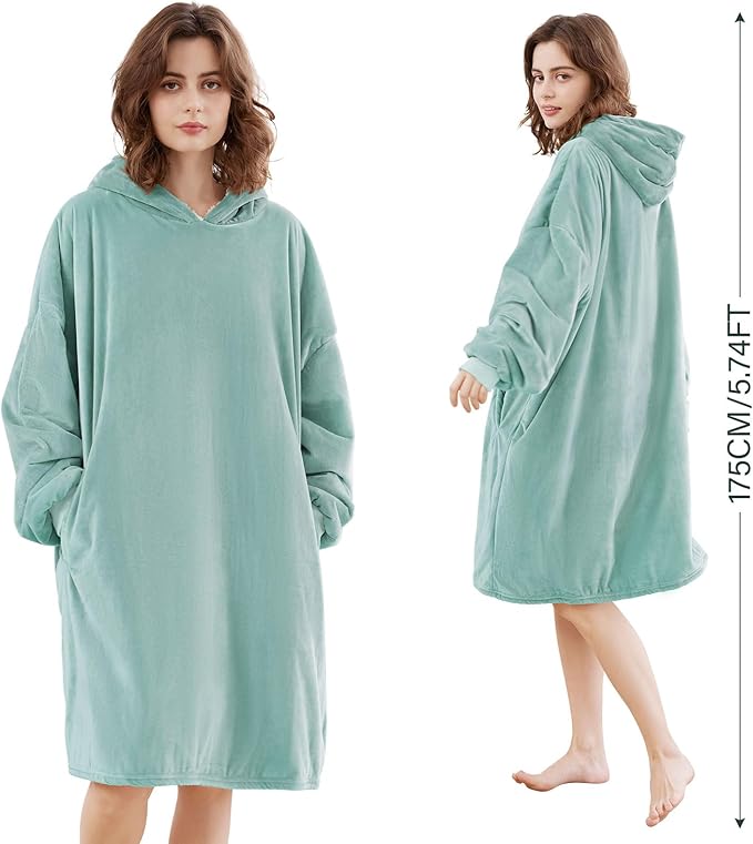 LetsFunny Blanket Hoodie,Oversized Wearable Sherpa Fleece Blanket Sweatshirt,Super Soft Warm Cozy with Giant Pocket,for Women Men Adults Teenagers Kids, One Size Fits All