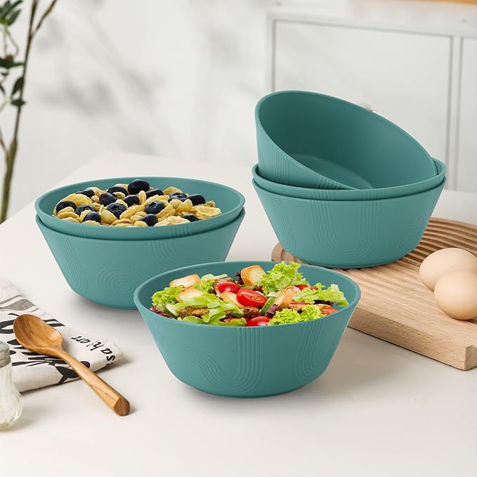 Homienly Wheat Straw Bowl Sets of 6-36oz Cereal Bowls,Microwave and Dishwasher Safe Bowls,Soup Bowl Sets Alternative for Plastic Bowls for Serving Soup,Salad(Green)