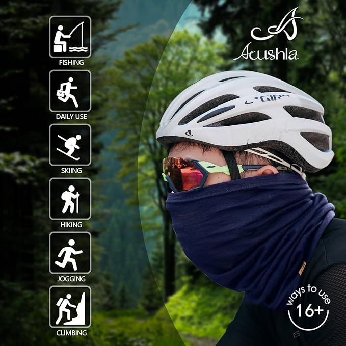 ACUSHLA 100% Merino Wool Neck Gaiter Ski Face Mask Scarf Neck Warmer for Men & Women All Weather