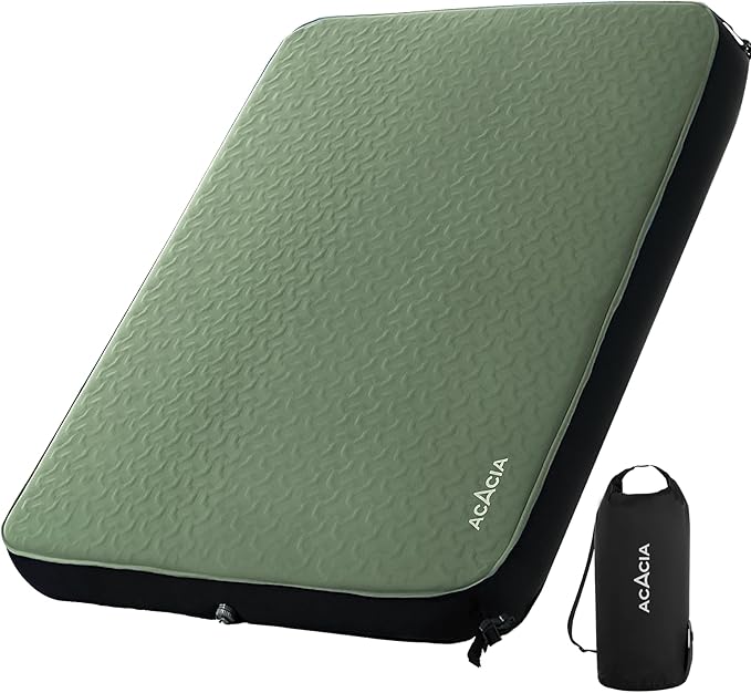 ACACIA 4.3" Thick Self Inflating Sleeping Pad with Foam | Innovative Y-Shaped Telescopic Structure | Ultraportable Camping Mattress | Outdoor Compact Air Mat for Tent Car |