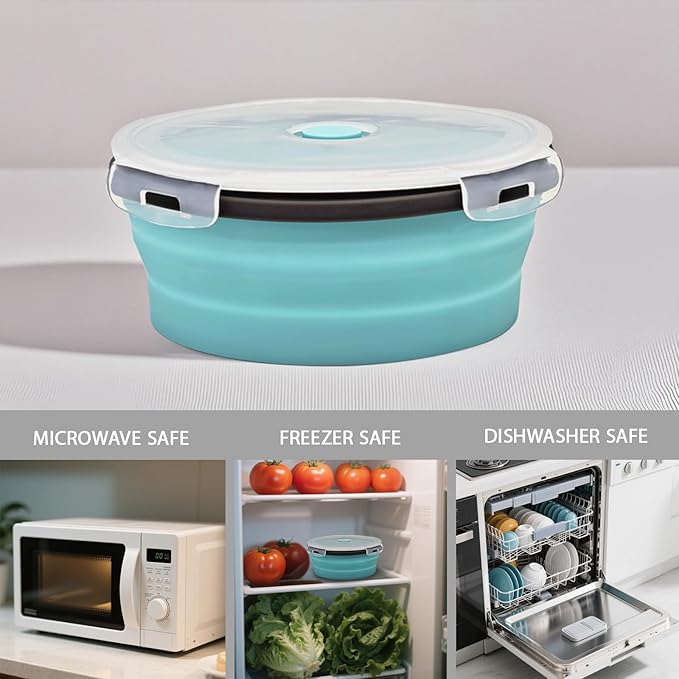 8 Collapsible Food Storage Containers, Silicone Collapsible Food Storage Containers, Collapsible Food Storage Silicone, Rv Collapsible Bowls, Collapsible Storage Containers for Food Camping