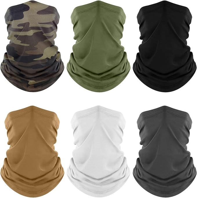 Fuinloth Neck Gaiter, 6 Pack Cooling UV Protection Bandana Buff Face Mask Gator Scarf for Men Women