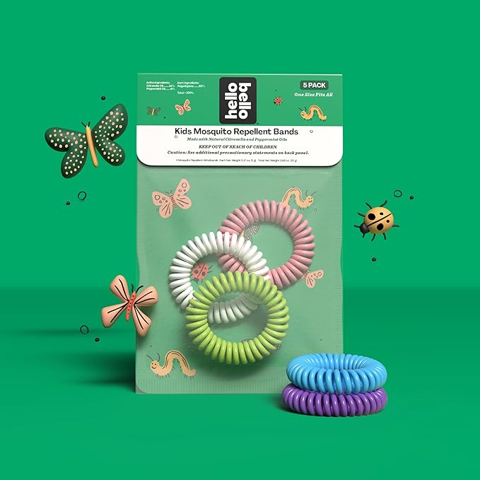 Hello Bello Kids Mosquito Repellent Bracelets, Made with Natural Citronella and Peppermint Oils, 5ct Bag