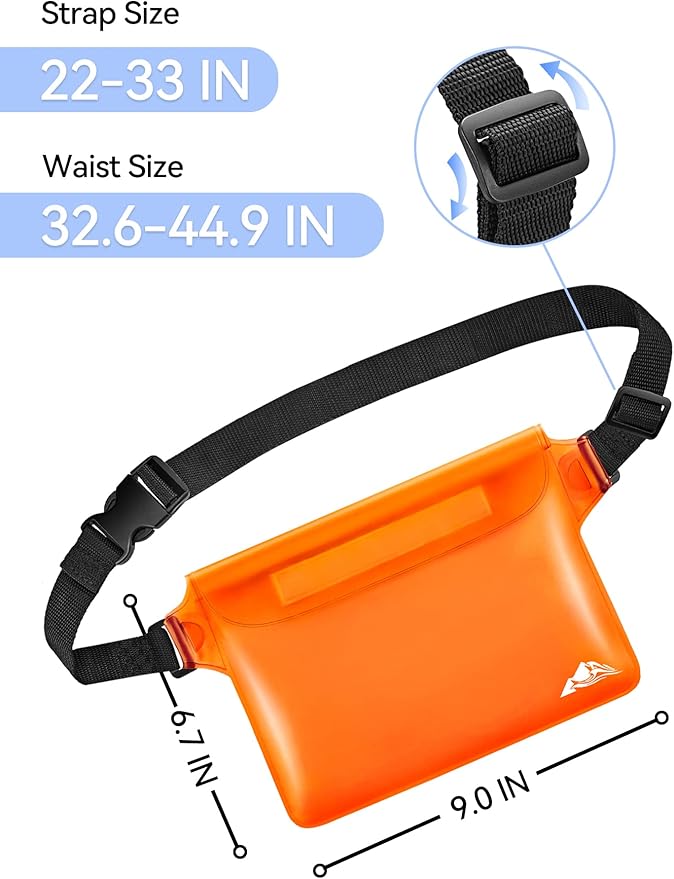HEETA Waterproof Fanny Pack, Waterproof Pouch Dry Bag 2/3/4 Pack for Phone Passport Purse, Adjustable Waist Strap for Swimming Kayaking Boating Paddle Board Accessories Cruise Beach Camping Essentials
