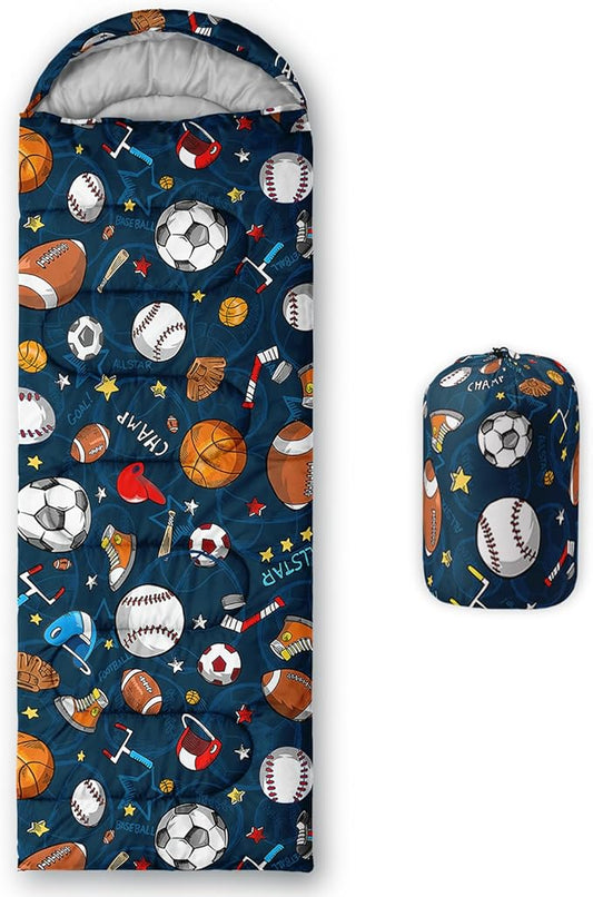 Axolotl Colorful Cats 3 Season Sleeping Bag for Kids, Girls, Teens - Warm and Cool Weather Pet Animal Theme, Waterproof Lightweight for Traveling, Outdoors Camping Equipment