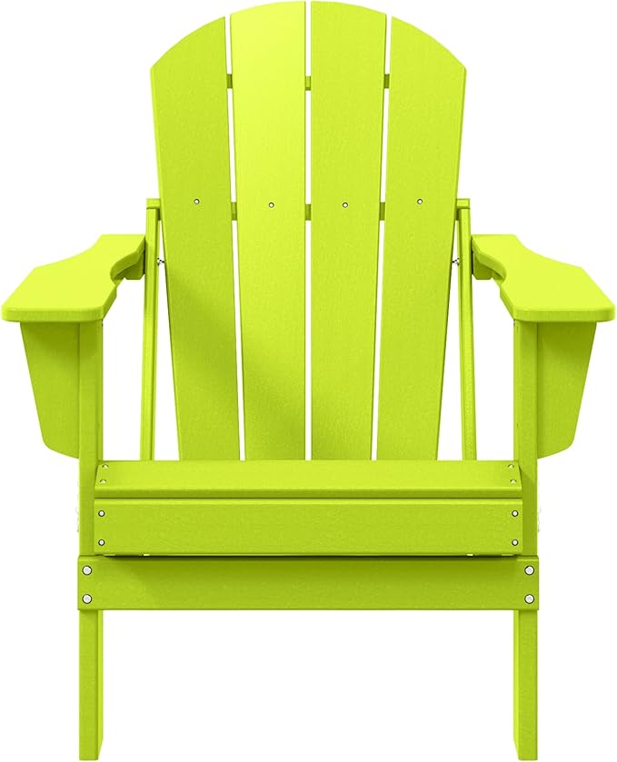 WestinTrends Malibu HDPE Outdoor Patio Folding Poly Adirondack Chair, Lime