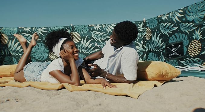 Premium 20 ft Beach Windscreen, Privacy Screen, Wind Blocker - Pineapple Oasis, Free Rubber Mallet and Carry Bag Included