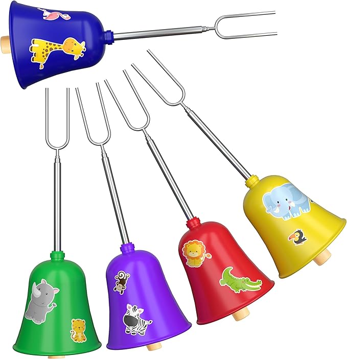 S'mores Stick Kit – 32 Inch Marshmallow Roasting Sticks with Colorful Hand Guards – 5-Pack Telescoping Campfire Skewers for Kids – Heat-Resistant Safe Set for Fire Pit, BBQ, Camping – Fun Gift Idea