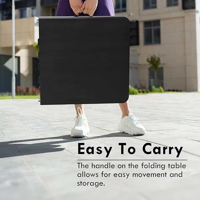 4ft Folding Table, Sturdy Outdoor Folding Table, Perfect for Camping Picnics Parties Durable Foldable Table with Easy Setup Ideal Portable Folding Tables for Indoor & Outdoor Use