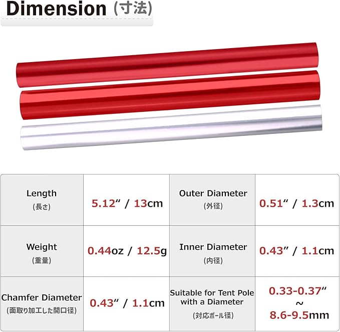 Azarxis Tent Pole Repair Splint Repair Kit Spare Repair Emergency Tube for Diameter 7.9mm-9.5mm Tent Pole