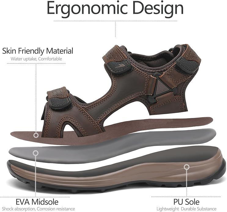 FLARUT Men's Sport Sandals Outdoor Hiking Sandal Open Toe Walking Sandals for Summer Beach Water Shoes