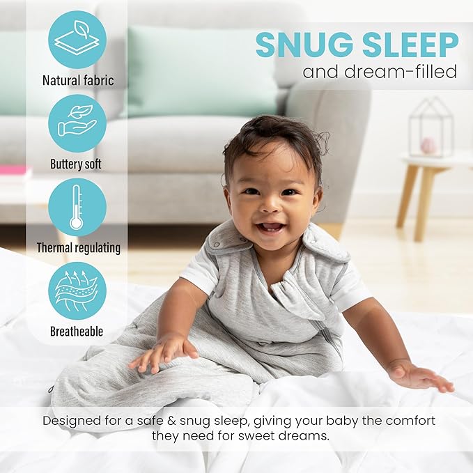 Rayon Made from Bamboo Sleep Sack 1.0 TOG 6-18 Months Unisex Baby Sleeping Bag with 2-Way Zipper Breathable Wearable Blanket Baby