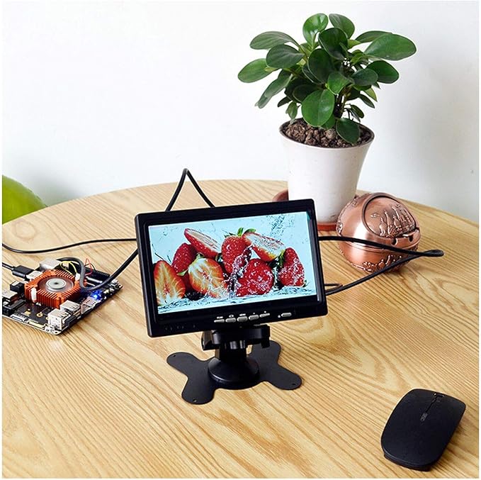 7 Inch Monitor HDMI - 1024x600 HD TFT LCD Screen Display AV VGA Input Built in Speaker for Raspberry Pi 3 Model B+ 3B CCTV Computer PC DVR Car