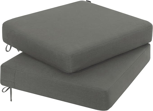 Favoyard Outdoor Chair Cushion 19 x 19 x 3 Inch Rainproof & 3-Year Fade Resistant Patio Furniture Cushions with Removable Cover and Adjustable Ties for Garden Sofa Couch Pads Set of 2, Dark Gray