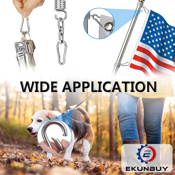 Spring Snap Hooks, 304 Stainless Steel Metal Clip Heavy Duty Rope Connector Small Snap Clamp Key Chain Link Buckle for Hammock Swing Set Outdoor Travel Camping Fishing Hiking